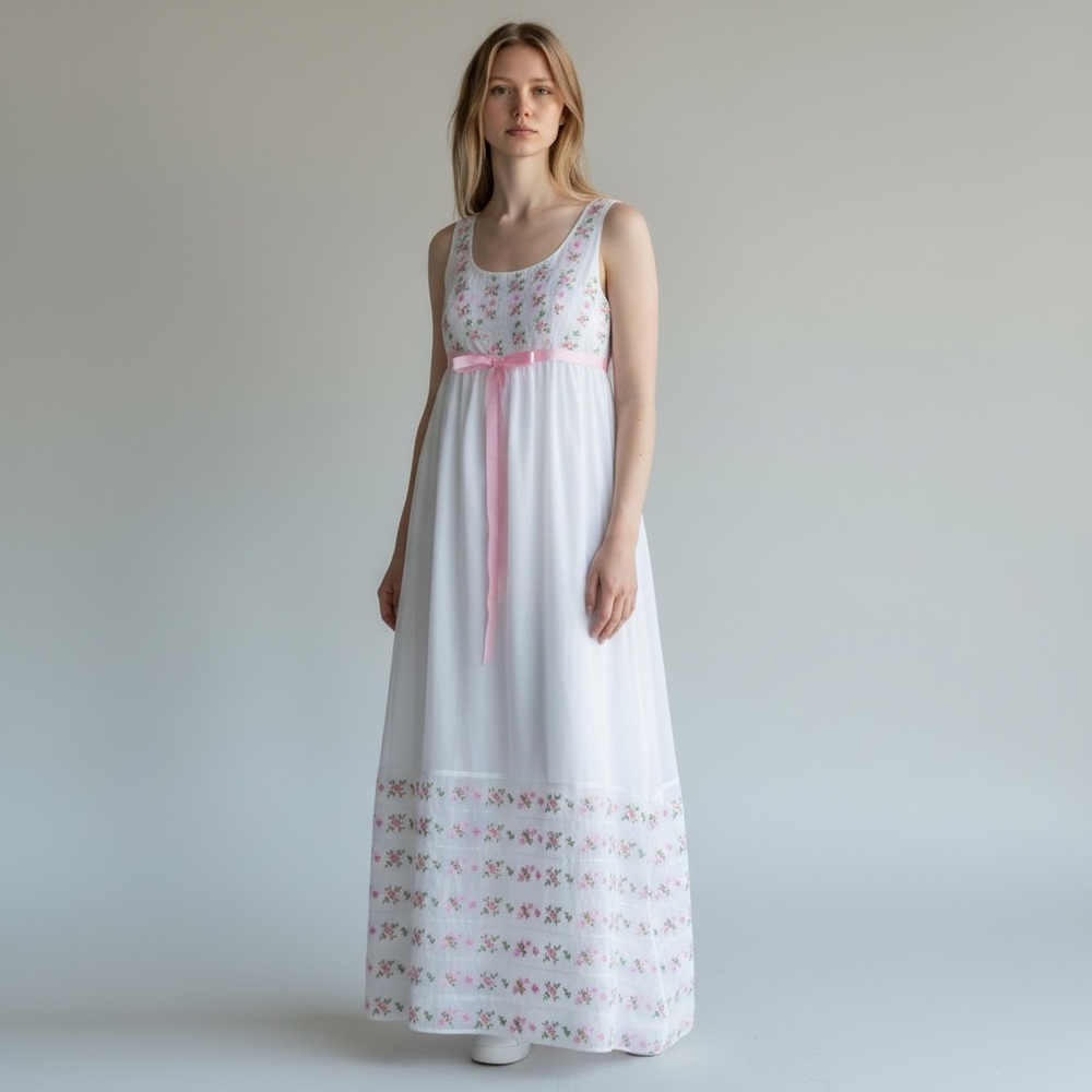Vintage 1970s empire waist floral dress